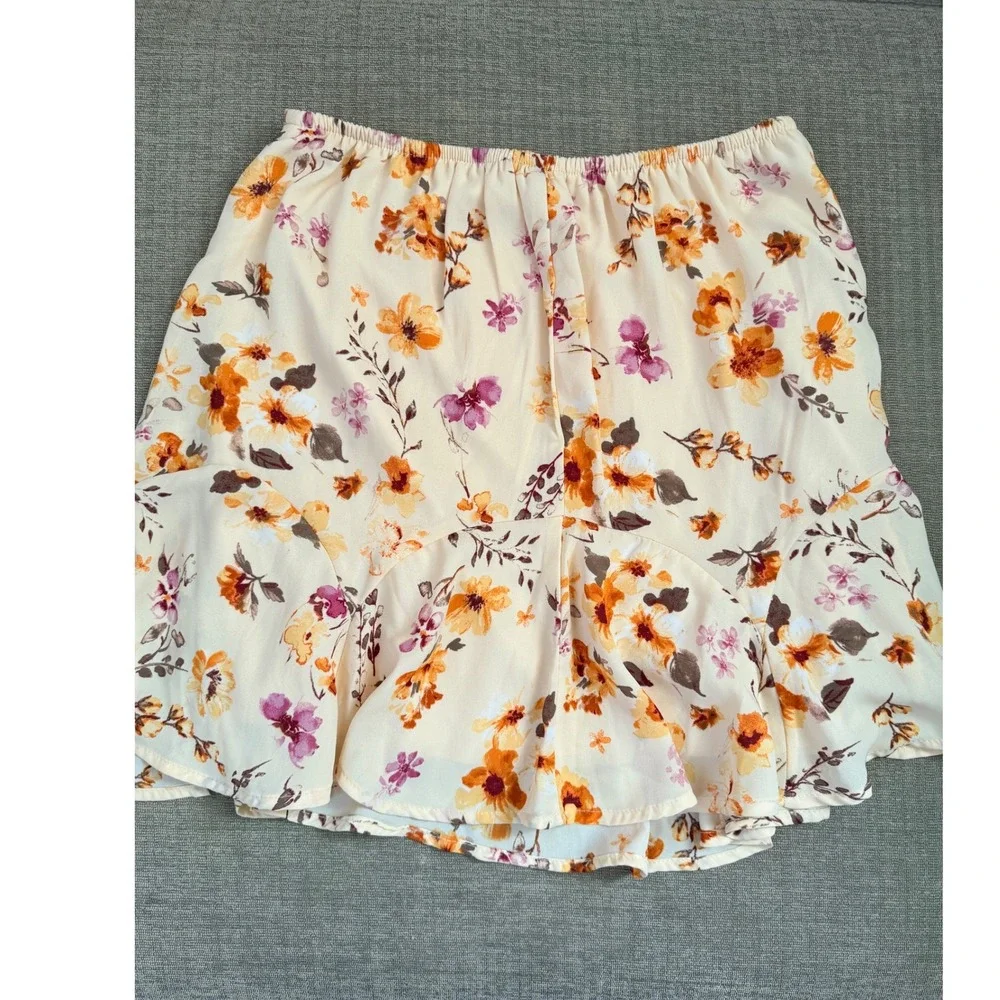 Mi Ami‎ Womens XS Floral Print Flounce Hem Mini Skirt Cottagecore Garden Y2K